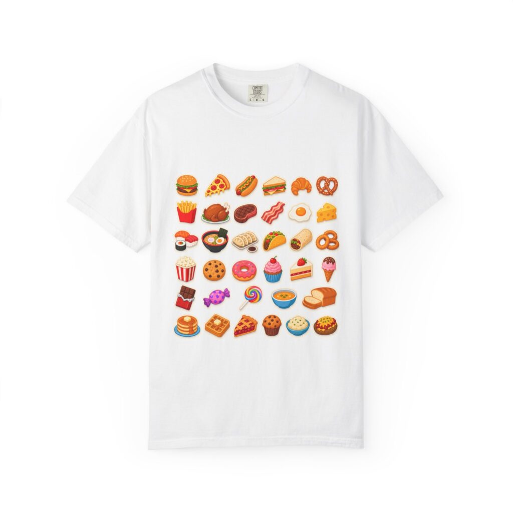 Snack Emoji T-Shirt — Cute Food Icons Graphic Tee